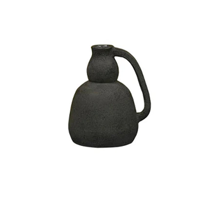 Kiln fired dark charcoal jug with handle