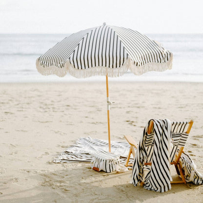 Premium Beach Umbrella - Monaco Black Stripe