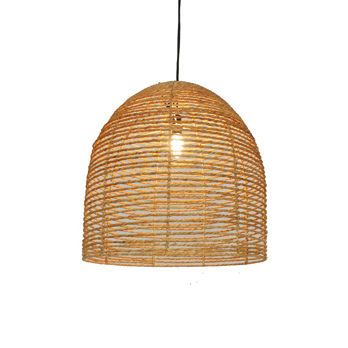 Rattan ceiling light shade with plenty of texture and open weave to allow light to filter through